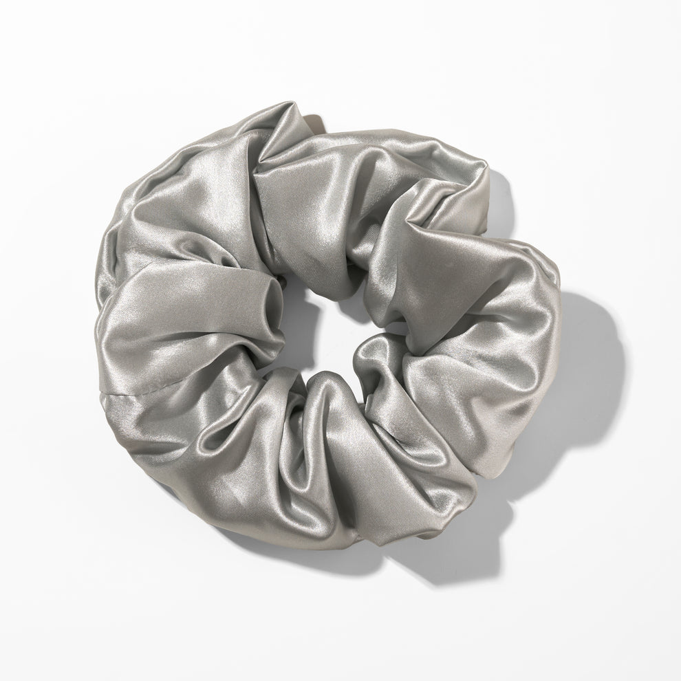 Silver Silk Scrunchie