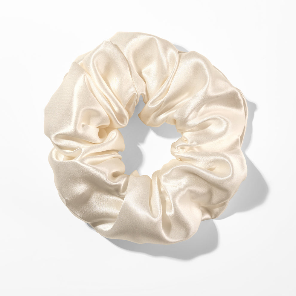 White Silk Scrunchie